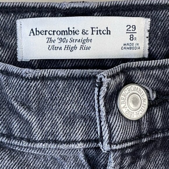 Abercrombie & Fitch Ultra High Rise 90s Straight Jean washed black size 29 - Picture 7 of 12